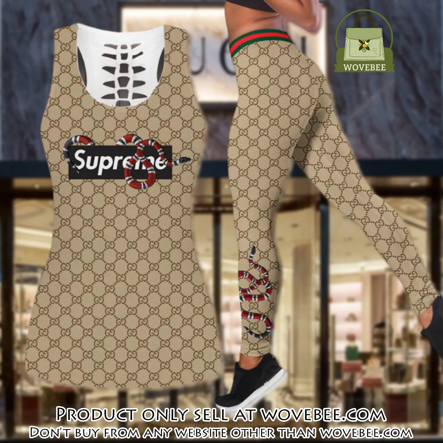 Gucci snake tank top leggings set luxury brand for women yoga gym wvb0322978